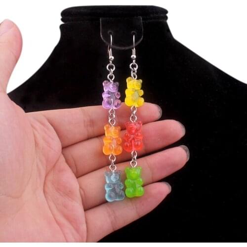 Lovely Creative 3 Pcs Cute Mini Gummy Bear Earrings Minimalism Cartoon Design Female Ear Hooks Danglers Jewelry Gift