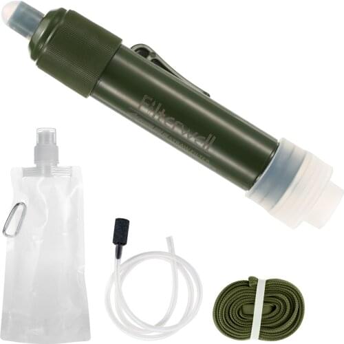 Outdoor Water Filtration System Water Filter Straw Purifier with Drinking Pouch for Emergency Preparedness Camping Traveling