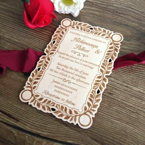 Rustic wedding invitation wood wedding invitation, engraved wedding invitation card, handmade wedding card, laser cut weddin