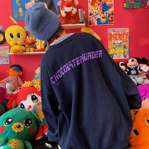 Streetwear Harajuku Tops Autumn BF Style Korean Letter Fashion Japan Womens Loose Printed Girls Spring Cartoon Sweatshirts