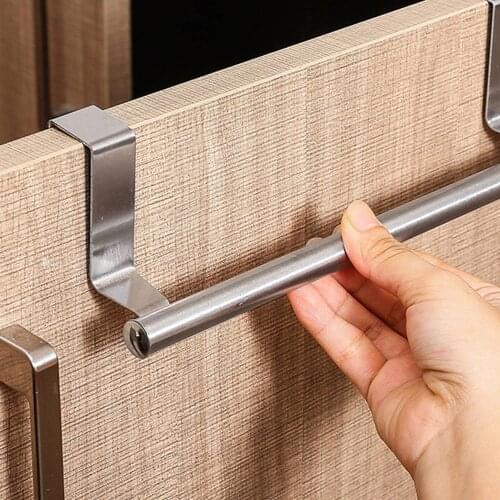Towel Rack Over Door Bar Hanging Holder Stainless Steel Bathroom Kitchen Cabinet Towel Rag Rack