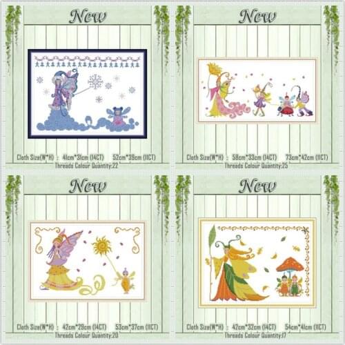 Spring of elves cartoon diy decor painting counted print on the canvas DMC 11CT 14CT kits Cross Stitch embroidery needlework Set