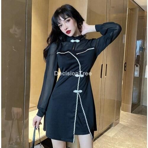 2021 chinese dress female lace cheongsam women novelty qipao full sleeve elegant chinese dress qipao vestidos oriental dress