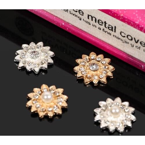 2019New 100Pcs 18mm Daisy Flower Rhinestones Button for DIY Hair Accessories or DIY Phone case decoration BD78