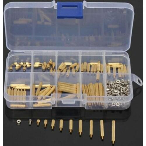 270Pcs M2 3-25mm Male to Female Brass PCB Standoff Screw Nut Assortment Kit Set