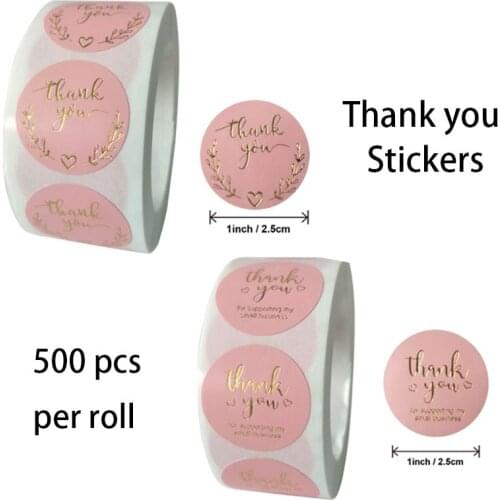 500 pcs Pink Hand Baking Sticker Pack Decoration Stickers Thank You Stickers