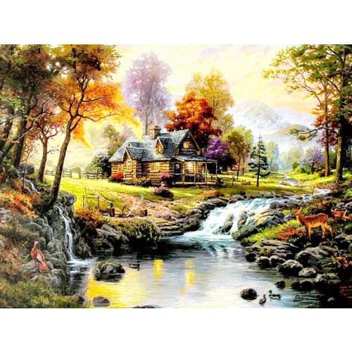 A15695 11CT/14CT/18CT/25CT/28CT oil street patterns Counted Cross Stitch DIY Cross Stitch Kits Embroidery Needlework Sets