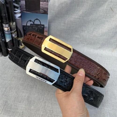 Authentic Exotic True Crocodile Skin Needle Buckle Businessmen Black Brown Waist Strap Genuine Real Alligator Leather Male Belts