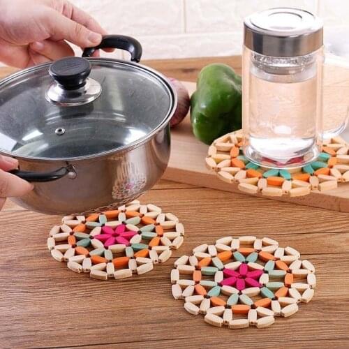 Bamboo Anti-Skid and Heat Insulation Cup Pad Kitchen Tableware Heat Insulation Pad Plate Pad Bamboo Pot Pad Bowl Pad Plate Pad