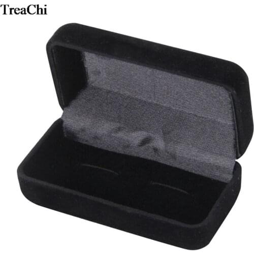 Wholesale 10Pcs/lot Velvet Cufflinks Organizer Holder Case Showcase Wedding Party Cuff Links Jewelry Storage Gift Box