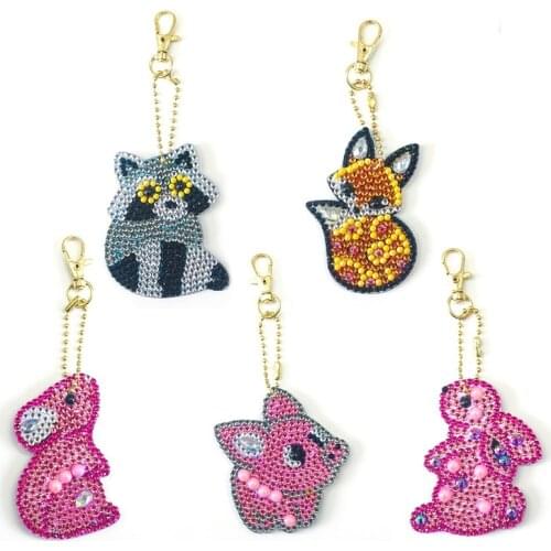 Fox Design Diamond Keychain Kering 5D Diamond Painting Cross Stitch Picture Of Rhinestone Kids Gift Bag Pendant Home Decor