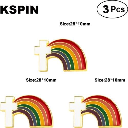 Cross Rainbow Lapel Pin Brooches Pins Flag badge Brooch Badges