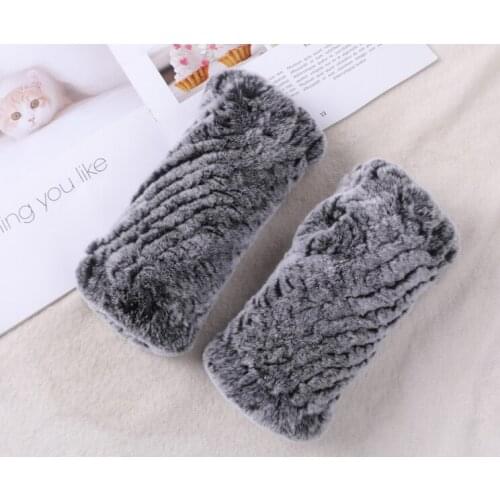 CX-A-45B High Quality Rex Rabbit Fur Gloves Winter Lady Elastic Rex Rabbit Fur Fingerless Glove Luxury Fur Gloves