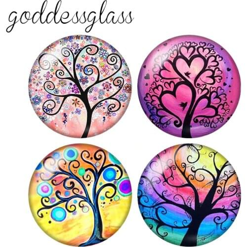 New Beauty Colorful Life of Tree Love hearts 10pcs 12mm/18mm/20mm/25mm Round photo glass cabochon demo flat back Making findings