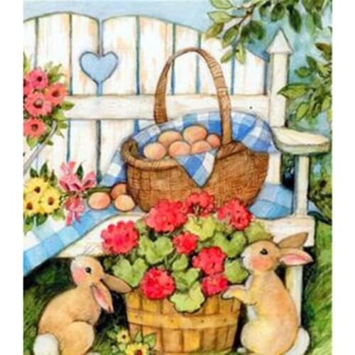 5D DIY Square/Round Diamond Animal Painting White Rabbit Little Grass Beauty Picture Cross Stitch Embroidery Home Decor WG3025