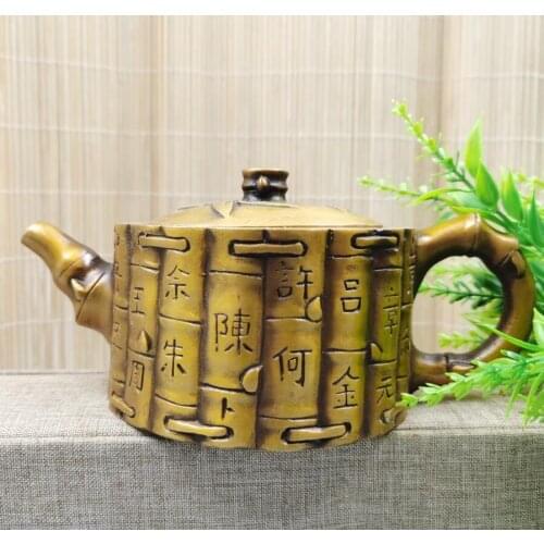 China brass bamboo Hundred Family Names teapot crafts statue