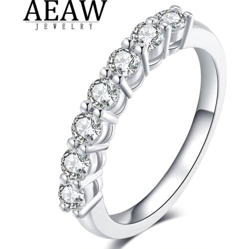 0.7ctw 3mm DF Round Cut Engagement&Wedding Moissanite Lab Grown Diamond Band Ring Sterling Silver for Women