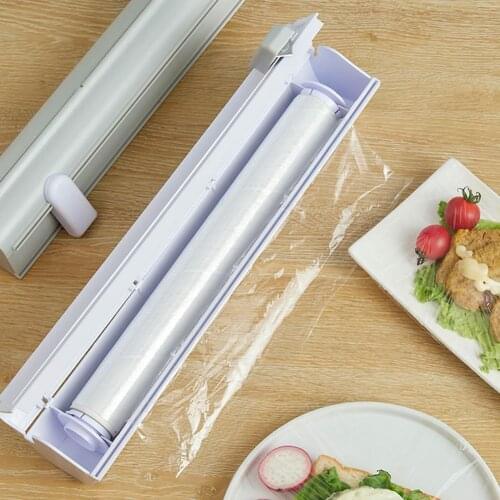 Preservative Film Cutter Cling Food Wrap Dispenser Cutter Plastic Food Wrap Dispenser Storage Holder Simple Kitchen Accessories
