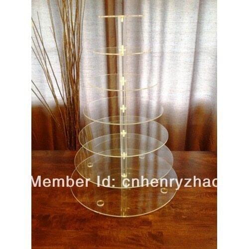 HOT!Free Shipping !!Best 7 Tier Clear Round Acrylic Wedding Cake Stand Lucite Birthday Cupcake Dessert Display Stand decoration