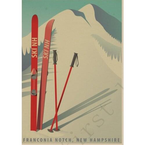 Ski in Norway Skiing Travel Vintage Kraft Poster Retro Painting Poster DIY Wall Home Bar Posters Home Decor Gift buy 3 get 4