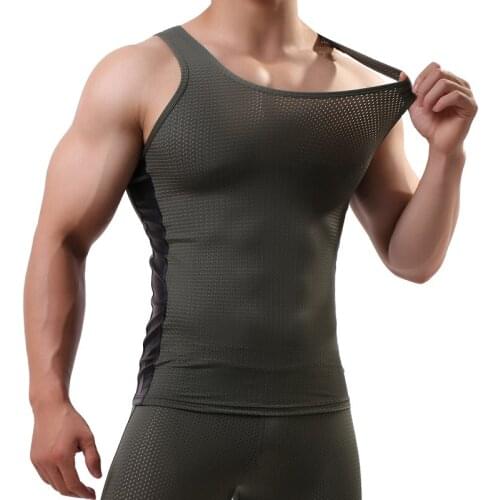Men Tank Top New Brand Mesh Breathable High Quality Undershirt Bodybuilding Singlet Fitness Sleeveless Vest Men Tank Tops