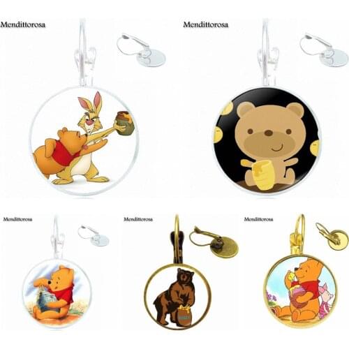 Bear Honeypot Ladies Glass Bronze/Silver/Golden Clip Ear Hook Drop Earrings Women Statement Handmade Maxi For Wedding