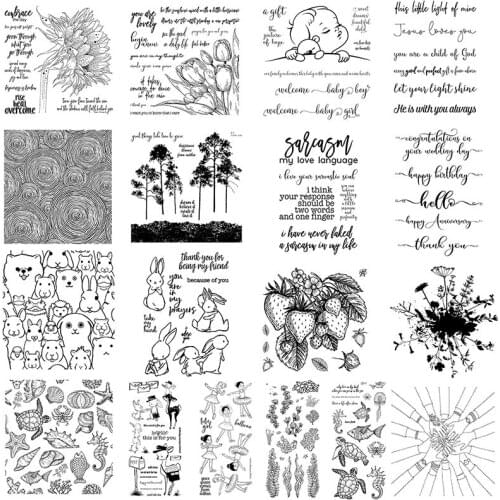 Fancy Sentiments Wildflowers Ocean Plants Trees Cute Animals 2020 New Clear Stamps Cutting Dies for DIY Scrapbooking Craft Cards