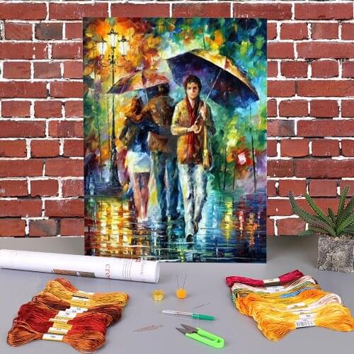 Strong Rain Printed Fabric 11CT Cross-Stitch DIY Embroidery Kit DMC Threads Handiwork Handmade Painting Hobby Design Decor