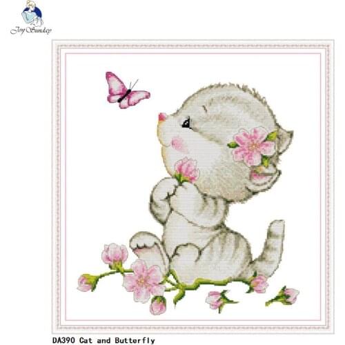 Cat and Butterfly Patterns DIY Handwrok Cross Stitch Kits Printed Canvas Counted Cross-stitch Embroidery Needlework Home Decor