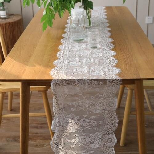 35x300 Table Runner European Style White Lace Table Runner for Wedding Decoration Christmas Party Home Decor Dining Table Decor