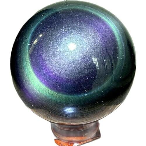 RAINBOW !! NATURAL Cats Eye Obsidian QUARTZ CRYSTAL Sphere Ball RARE