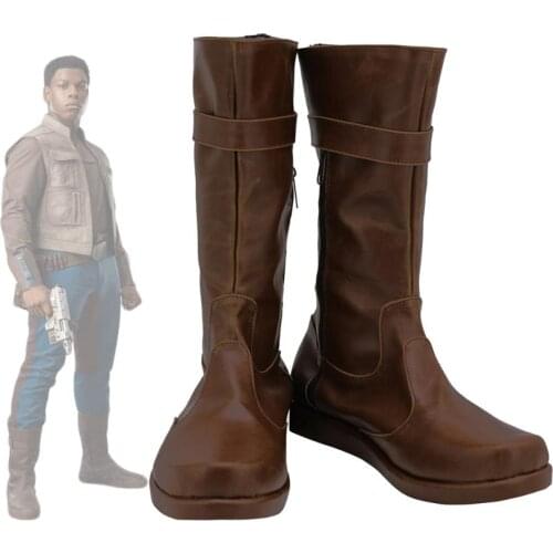 The Rise of Skywalker Finn Cosplay Boots Brown Leather Shoes Custom Made Any Size
