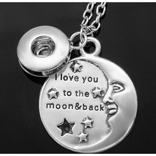 NEW DJ0040 Charm "I love the moon and back"Chain Snap necklace fit DIY 12MM&18MM snap buttons jewlery wholesale