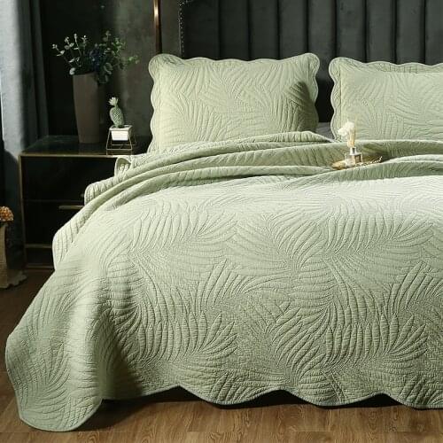 American-Style Pure Cotton Bedspread Pure Color Quilt Bed Sheet Cotton-Padded Summer Cool Quilted Three-Piece