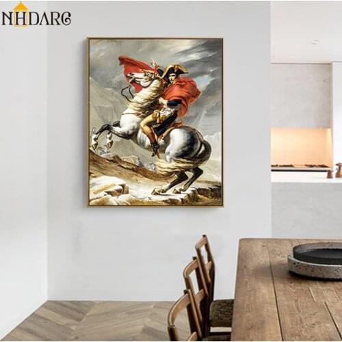 Napoleon Crossed The Saint Bernard Mountain Jacques Louis David Canvas Print Painting Poster Art Wall Pictures For Home Decor