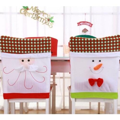 Christmas Chair Cover Big Elastic Seat Chair Covers Xmas Stretch High Back Slipcovers For Banquet Party Table Decoration