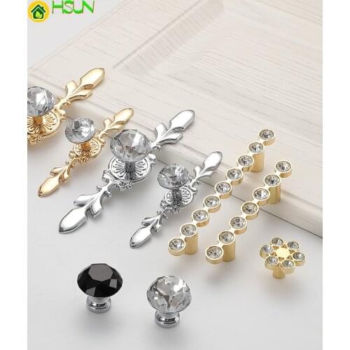 And Knobs Diamond Handles Luxury Crystal Cabinet Handles Closet Door Drawer Knobs Wardrobe Pulls Pullers with Screws Hardware