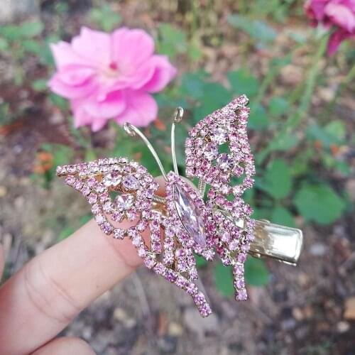 Bling Full Rhinestone Butterfly Hair Clip Barrettes Wedding Hair Pins for Girls Women Bride Hair Jewelry Accessories