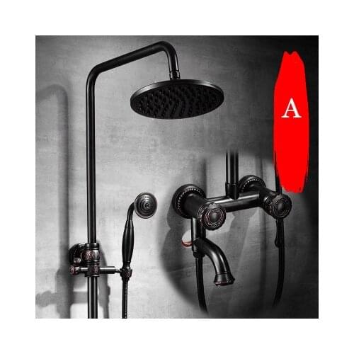 Shower mixer full copper bathroom shower set bathroom shower wall mounted handheld black shower
