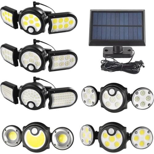 Solar LED Light Outdoor Motion Sensor Solar Powered Garden Lamp 3 Heads Rotatable Waterproof Wall Lamp For Garden Street Porch