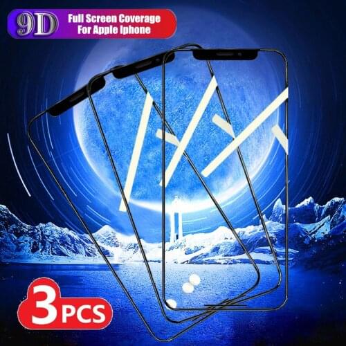 3pcs 9D Full Cover Protective Tempered Glass For IPhone 11 7 8 6 6s Plus Screen Protector For IPhone X XR XS 11 Pro Max 9H Glass