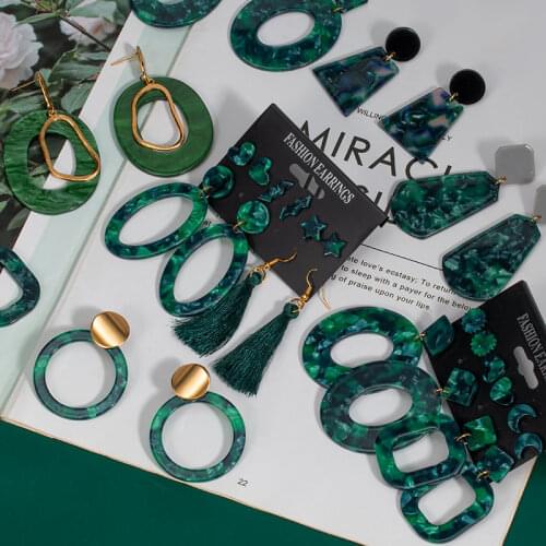 New Geometric Green Large Acrylic Hoop Earrings for Women Fashion Statement Resin Dangle Earrings 2020 Brincos Wedding Jewelry