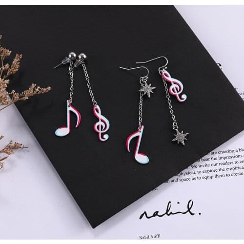 Makersland Acrylic Music Note Earrings For Women Long Tassel Asymmetrical Personality Fashion Earrings Trendy Jewelry 2021 New
