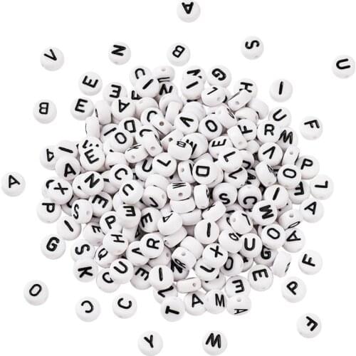1Box Letter Acrylic Beads Alphabet Beads Mix Flat Round/Square Cube Loose Bead for DIY Necklace Bracelet Jewelry Making Supplies