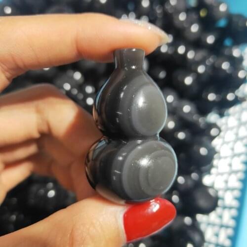 1pcs 100% Natural Silver obsidian gourd chakra fengshui reiki healing crystals stones home decor Art Collection Gift