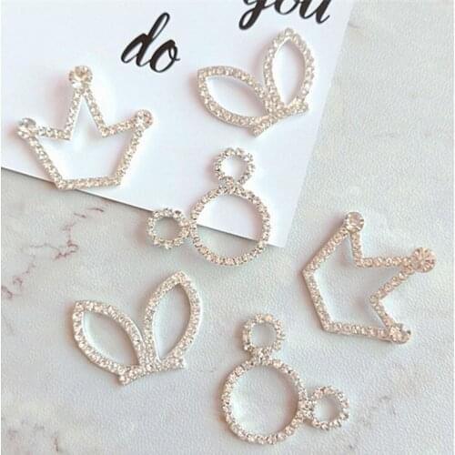 10Pcs Silver Plated Rhinestone Crystal Button Rhinestone Wedding Invitation Decoration DIY Alloy Clothes Accessories
