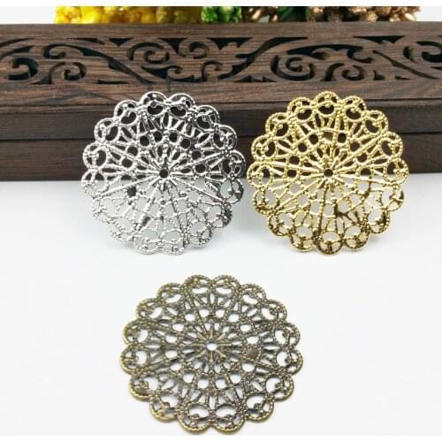 20pcs 41mm Filigree flowe Wraps Metal Charms For Embellishment Scrapbook DIY Jewelry Craft Wraps Connectors Metal Crafts