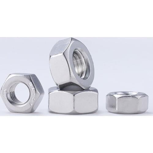 304 Stainless Steel Hex Nut DIN934 M1 M1.2 M1.4 M1.6 M2 M2.5 M2.6 M3 M3.5 M4 M5 M6 M8 M10 M12 M14 M16 M18 M20 M22 M24 M27 M30