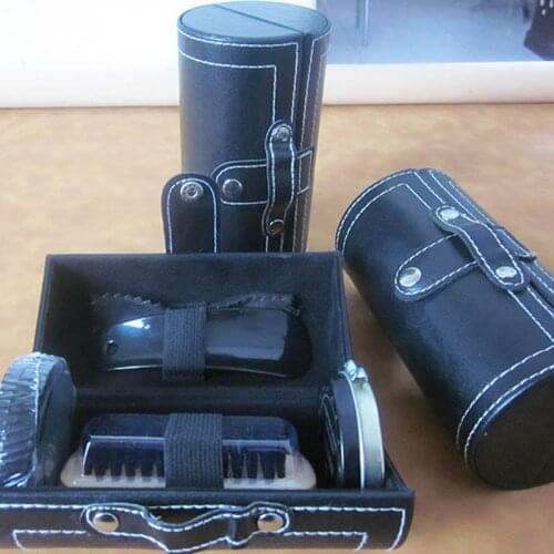 5 Pcs Shine Polish Brushes Cylinder Box Kit Shoe Care Tool Shoe Brush Professional Wooden Brushes Set Home Cleaning Accessories