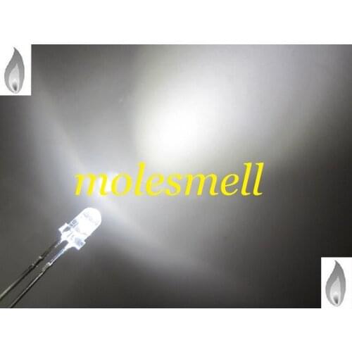 Free shipping 50pcs 3mm white Candle Light Flicker Ultra Bright Flickering white LED candle white Leds